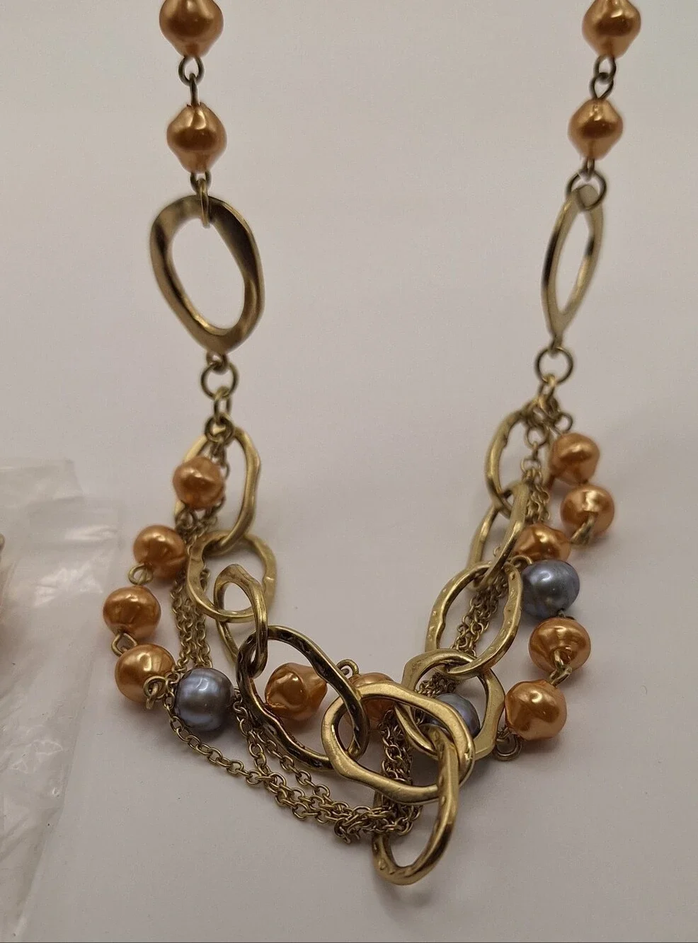 NWT Premier Designs Gold Tone Pearl Multi Strand Statement Necklace